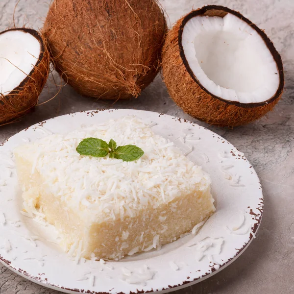 Brazilian traditional dessert: sweet couscous (tapioca) pudding Stock Photo