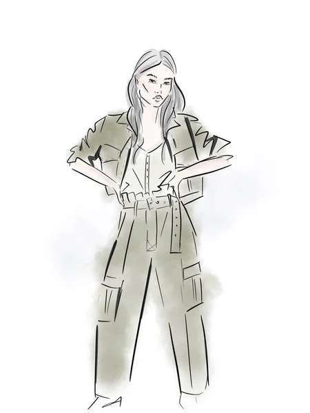 woman fashion sketch. illustration