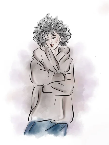 Woman fashion sketch. illustration — Stockfoto