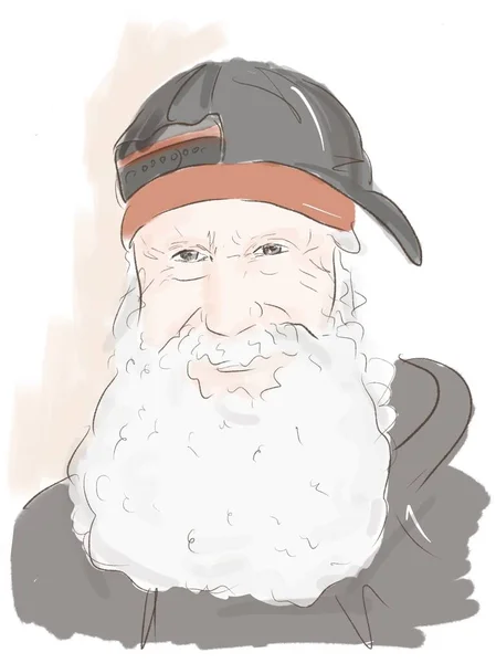 Happy smiling old man. Active lifestyle and sport activities in old age. illustration. sketch — Stock Photo, Image