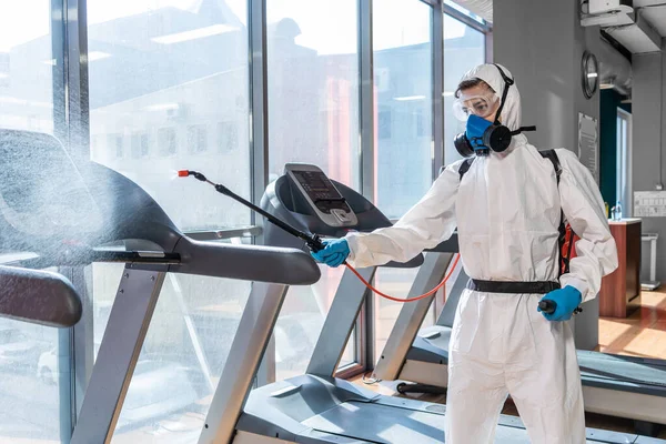 Cleaning Disinfection Crowded Places Coronavirus Epidemic Gym Cleaning Disinfection Infection — Stock Photo, Image