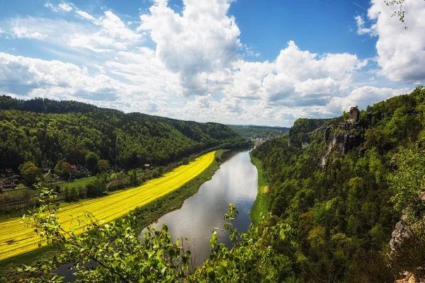 Een Mooi Uitzicht Elbe Het Elbsandsteingebergte — Stockfoto