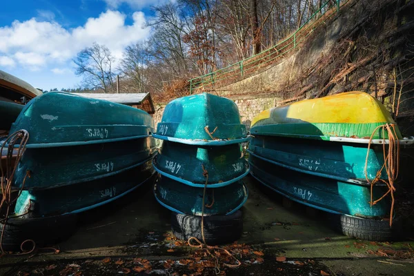 Winterlager Der Ruderboote — Stockfoto