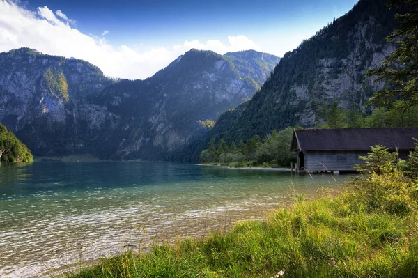 Jezioro Koenigssee Parku Narodowym Berchtesgadener — Zdjęcie stockowe