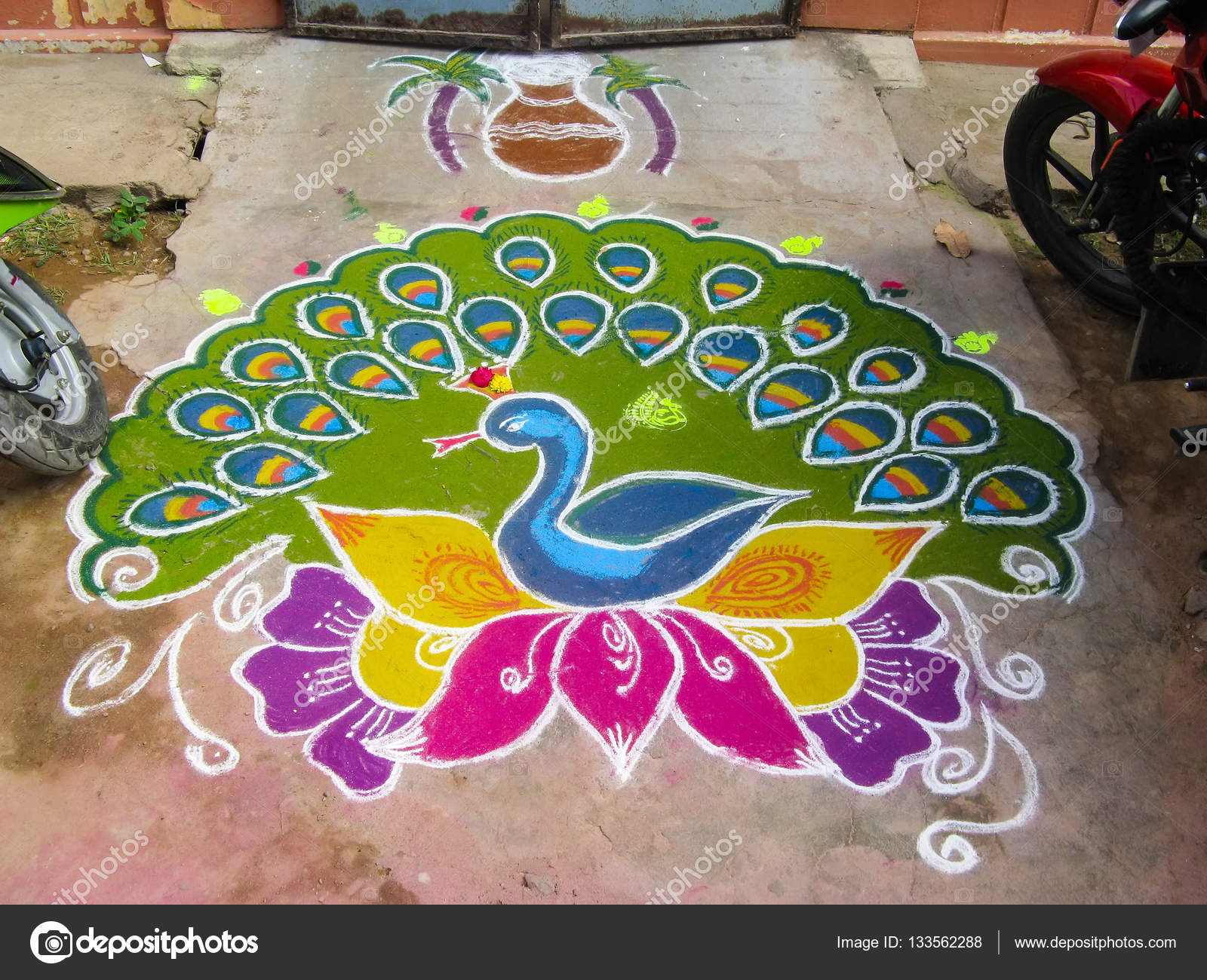 Rangoli Figure Prayer Around The Front Door India Stock Photo Image By C Svrid79 133562288
