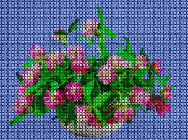 Illustration. Cross stitch. Still life, Bouquet