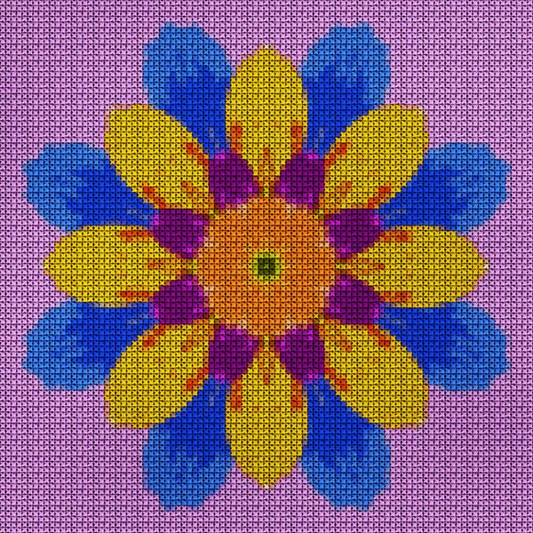 Illustration cross-stitch mandala from dried pressed flowers.
