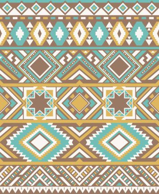 Kusursuz Etnik desenler. Sarı ve mavi renkler. Soyut geometrik desen. Amerikan yerlisi soyut desen