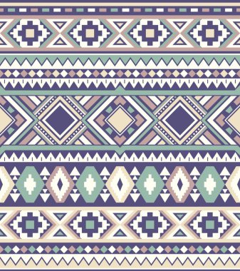 Kusursuz Etnik desenler. Yeşil ve mavi renkler. Özgün soyut geometrik desen. 