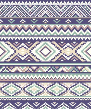 Kusursuz Etnik desenler. Yeşil ve mavi renkler. Özgün soyut geometrik desen. 