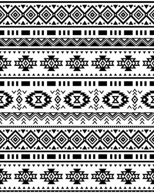 Kusursuz Etnik desen tasarımı. Navajo geometrik baskısı. Rustik dekoratif süs. Soyut geometrik desen. Amerikan Yerlisi modeli. Giysi ve tekstil tasarımı için süs