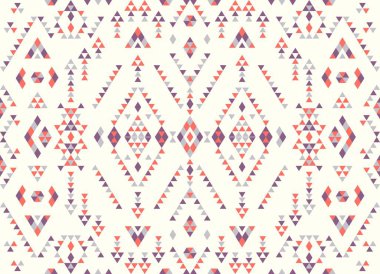 Kusursuz Etnik desenler. Turuncu ve Mor renkler. Navajo geometrik baskısı. Rustik dekoratif süs. Soyut geometrik desen. Amerikan Yerlisi modeli. Giysi tasarımı için süs