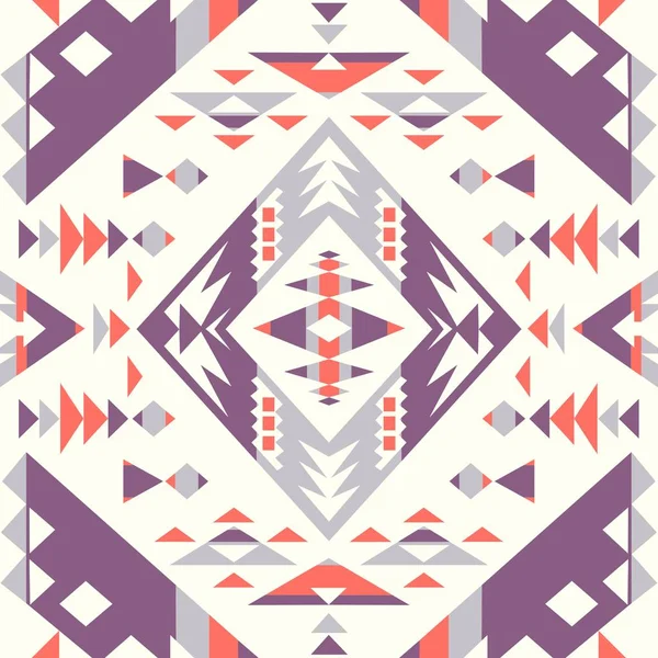 Naadloze Etnische Patroon Texturen Oranje Paarse Kleuren Navajo Geometrische Afdruk — Stockvector