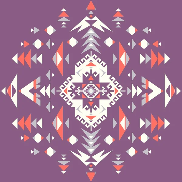 Απρόσκοπτη Ethnic Μοτίβο Υφές Πορτοκαλί Μωβ Χρώματα Γεωμετρικό Αποτύπωμα Ναβάχο — Διανυσματικό Αρχείο