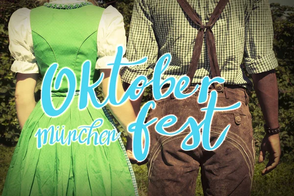 Banner Oktoberfest - Munich escrito en alemán —  Fotos de Stock