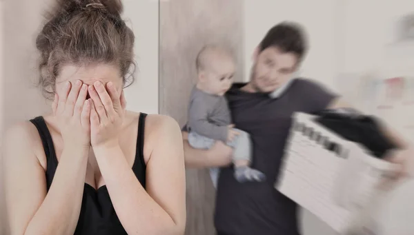 Young woman suffering from postpartum depression — Stock Photo, Image