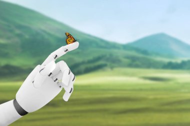 Robot el 's parmak bir kelebeği ile