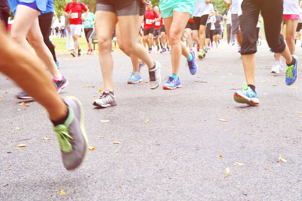 Running Marathon - close up of legs 