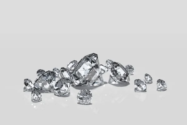 Kupie diamentów na szarym tle — Zdjęcie stockowe