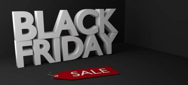 Siyah Cuma satış 3d metin