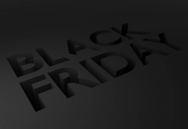 Siyah Cuma delik 3d metin illüstrasyon