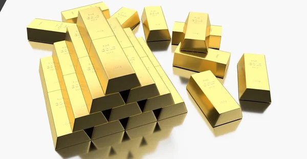 Pila of Gold Bars over metallic surface — Stock Photo, Image