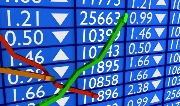 Grafico Del Mercato Azionario Con Freccia Che Sale Scende — Foto Stock