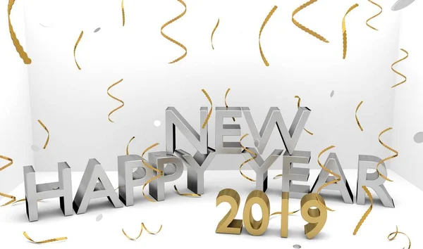 Happy New Year 2019 Text — Stock Photo, Image