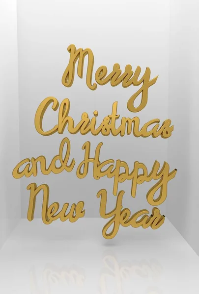 Merry Christmas Happy New Year Text — Stock Photo, Image