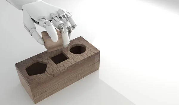 Робот Играет Игрушкой Сортировки Фигур Стоковая Картинка