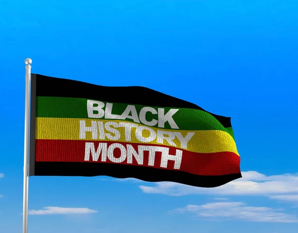 Black History Month Steag Deasupra Cerului Albastru — Fotografie, imagine de stoc