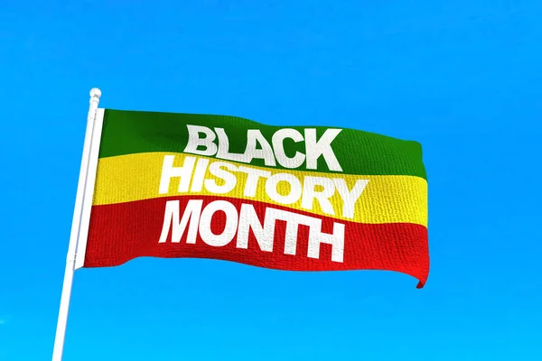 Black History Month Steag Deasupra Cerului Albastru — Fotografie, imagine de stoc