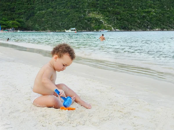 Ragazzino Che Gioca Spiaggia — Foto Stock