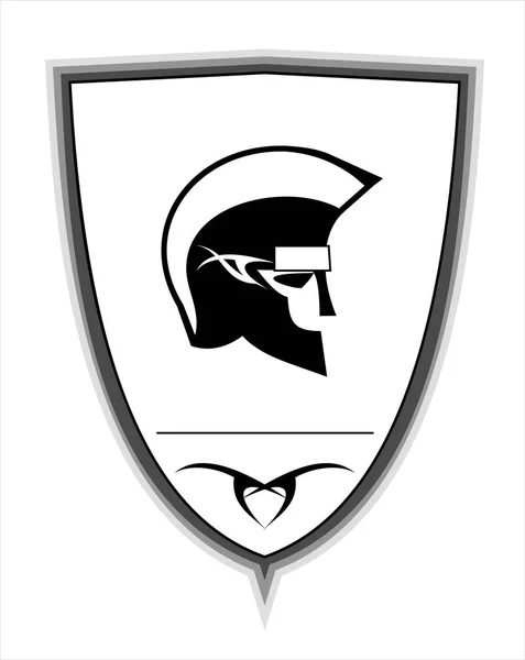 Cabeza de guerrero sobre el escudo blanco . — Archivo Imágenes Vectoriales