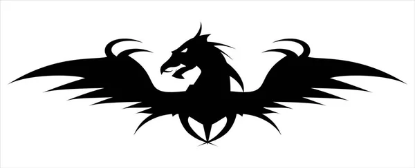 Drakhuvud. Dragon-ikonen. Winged black dragon — Stock vektor