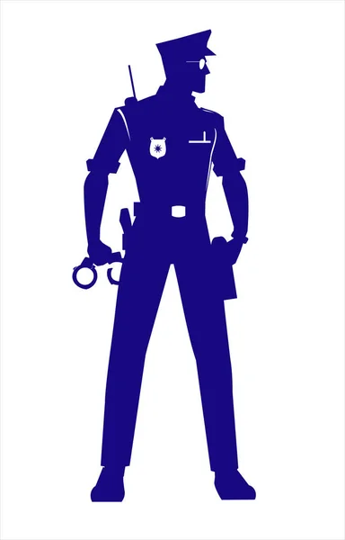 Politieagent. permanent politieagent silhouet. Politieagent geïsoleerd — Stockvector