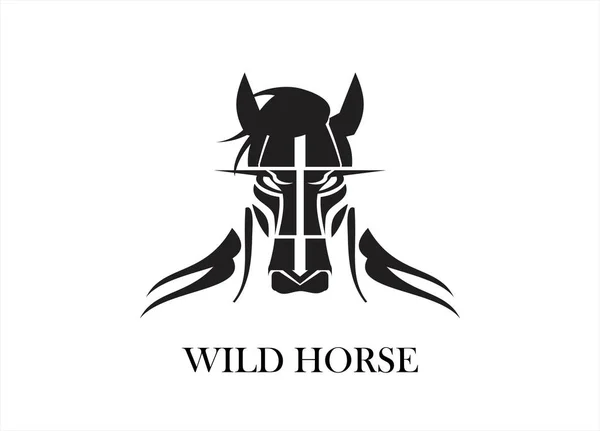 Black Horse Head Mascot — Stock Vector