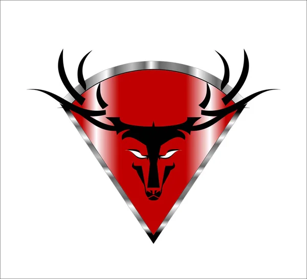 Buck. Un cerf. Wild Buck Head sur le bouclier en diamant métallique rouge — Image vectorielle