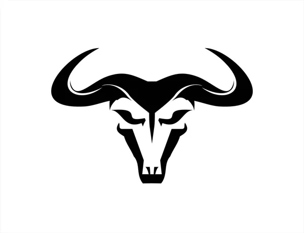 Bull. Head. Wild Black Bold Bull head icon. — Stock Vector