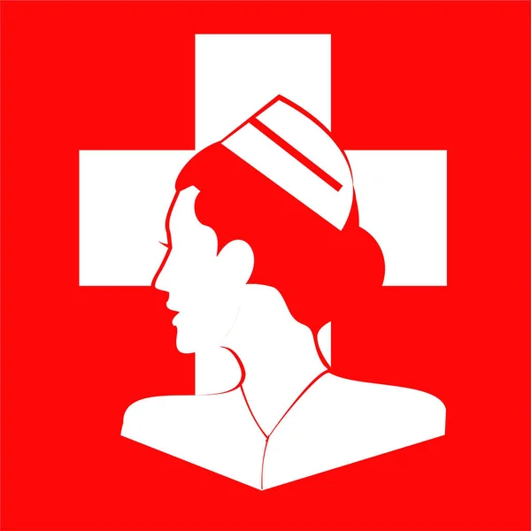 Enfermera. Enfermera vista lateral. Icono de enfermera. Enfermera jefe. . — Vector de stock