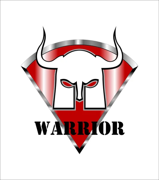 Warrior Head Metallic Shield — Stock Vector