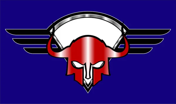 翼の盾上の赤のスパルタ マスク — ストックベクタ