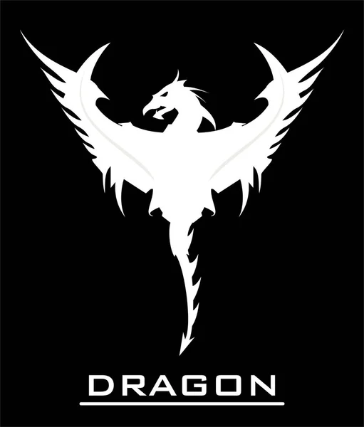 ドラゴン。ドラゴンのロゴ。ドラゴンが羽を広げる. — ストックベクタ