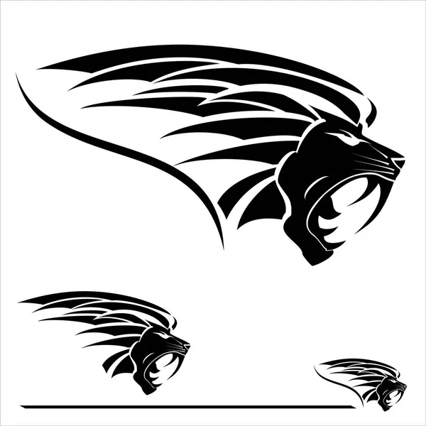 Lion Head Black — Stock Vector