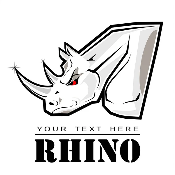 Witte Neushoorn Rhino Pictogram Voor Mascotte — Stockvector