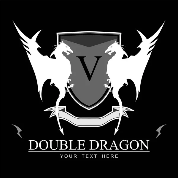 Draak Witte Twin Dragons — Stockvector