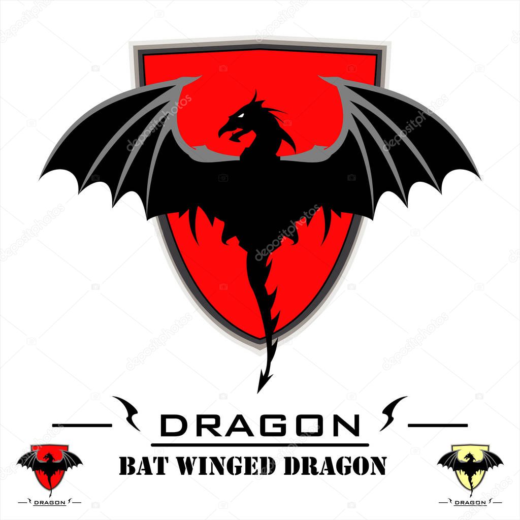 Bat Winged Dragon over shield. Each image placed on separated layers.