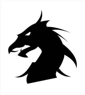 ejderha başlı. ejderha kafa siluet. Dragon logosu.