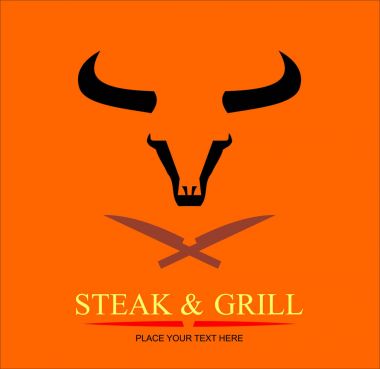 Biftek ve Izgara Restoran simgesi. -Vektör Illustratio