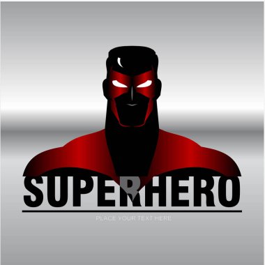 Süper kahraman Merkez kırmızı metalik maske ve gümüş arka plan